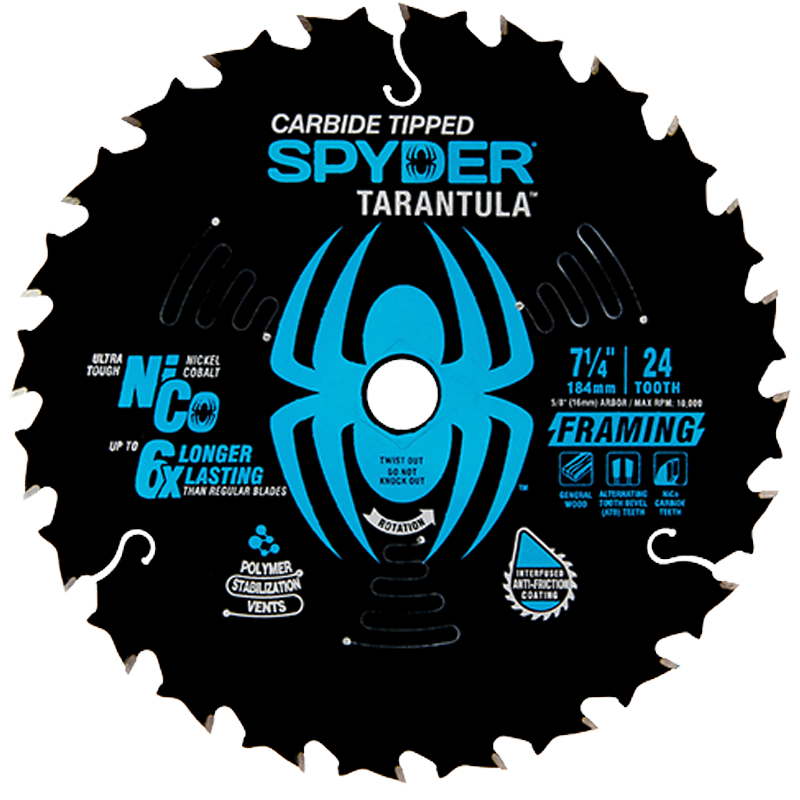Spyder Tarantula Circular Saw Blades NiCo Carbide Tipped 7-1/4" 24T
