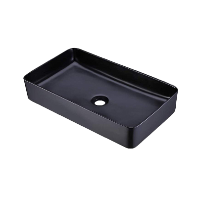 19 x 15 x 5 Matte Black Rectangular Vessel Porcelain Sink
