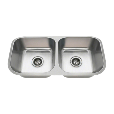 Stainless Steel 32 x 19 Double Bowl Kitchen Sink 6" Deep 18G