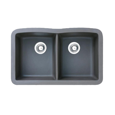 Black Composite Double Bowl Sink 9" Deep