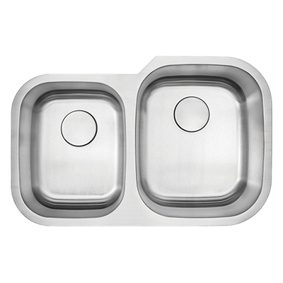 [1633-8129] Orion Rev 18G 1-3/4 Double Bowl Kitchen Sink H-201R