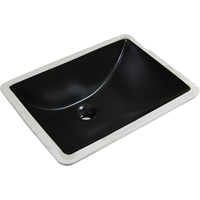 [TDS2014-BP] 18 x 13 x 8 Matte Black Undermount Rectangular Porcelain Sink