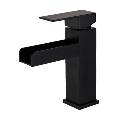[TDF5161-BLK] Blackwell Matte Black Waterfall Bath Faucet Square