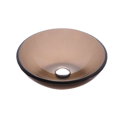 [TDS0305-G] 16" Brown Glass Round Vessel Bath Sink