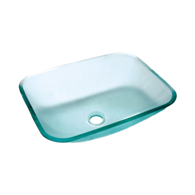 [TDS0319-G] 19 x 14.5 x 5 Clear Glass Rectangular Vessel Sink