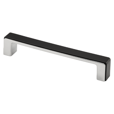 [THL2359-128] 128mm Modern Matte Black & Chrome Handle